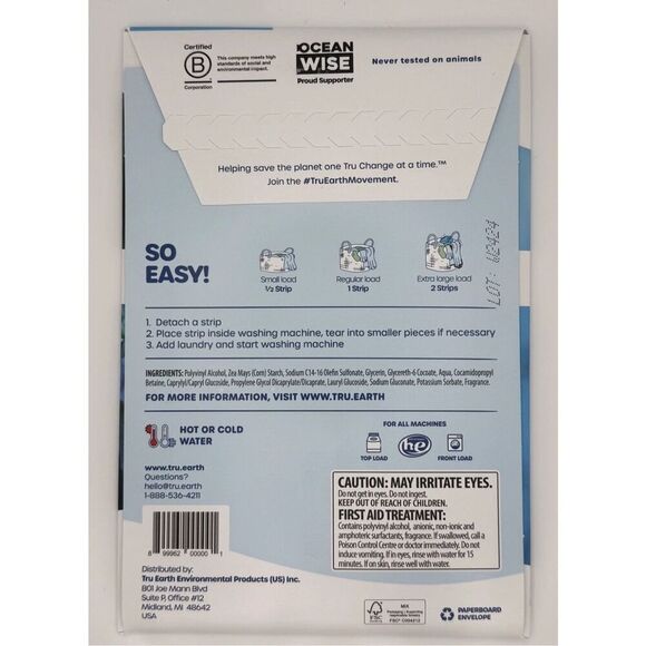 Tru Earth Eco-Strips Laundry Detergent – Fresh Linen 32 Strips (64 Load) - Picture 2 of 2